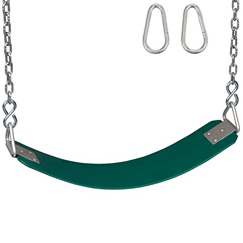 Swing Set Stuff Polymer Belt Swing (Green) with Chains and Hooks and SSS Logo Sticker