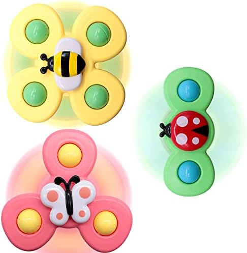 ALASOU Suction Cup Spinner Toys & Animal Cars - 7 Piece Toddler Toy Set For Bath & Travel
