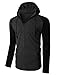 OLLIN1 Mens Long Sleeve Color Block Raglan Henley Shirt with Hoodie, OLNMT1021_CHARCOALBLACK, Large