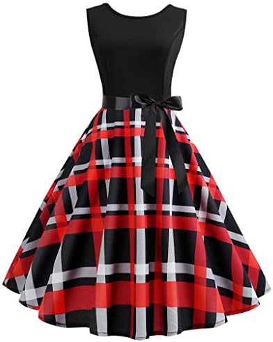 COPPEN Women Evening Dresses Sleeveless Knee Length Dress Vintage Retro Bandage Snow