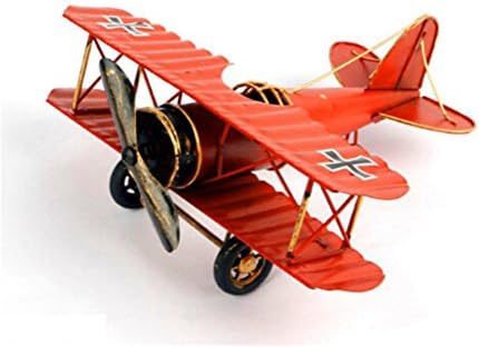 BUYBUYMALL Vintage Metal Airplane Model Glider Biplane Pendant Airplane Model Toy-Red
