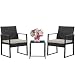 Wicker Patio Furniture 3 Piece Patio Set Chairs  Bistro Set  Outdoor Rattan Conversation Set for Backyard Porch Poolside Lawn