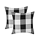 Vanky Set of 2 Buffalo Check Plaid Pillows Farmhouse Decor Christmas Pillow Covers Fall Outdoor Pillows Outside Porch Pillows Cotton Linen Throw Pillow Covers Black White 18 x 18 Inches