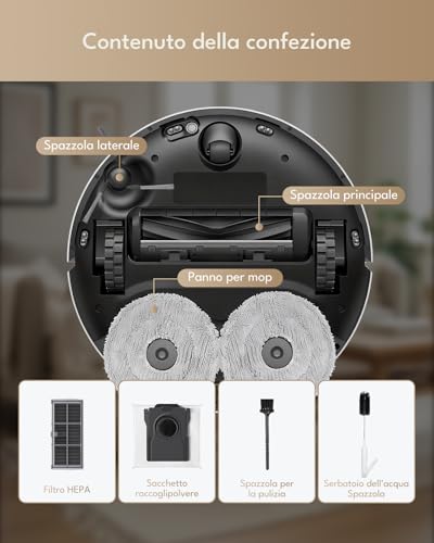 iRobacc Set of 28 Accessories for Mova E40 Ultra Robot Vacuum Cleaner: 2 Main Brushes, 8 Washing Cloths, 6 Side Brushes, 4 HEPA Filters, 6 Dust Bag, 1 Brush