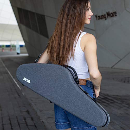 Aileen Violin Hard Case 4/4 Full Size Luxury Fabric Covered with Hygrometer Suspension, Gray - Thumbnail 4