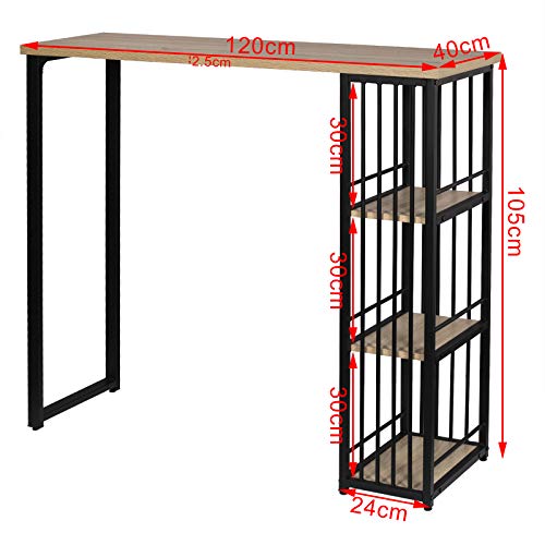 eSituro SBST0403 Bartisch Stehtisch mit Metallgestell,120x40x105cm, Küchentheke Küchenbar Tresentisch Industrie-Design… – Bild 7