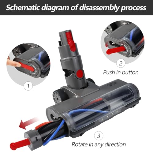 LBOYLOVE® Hardwood Floor Attachment for Dyson V7 V8 V10 V11 V15 Vacuum Cleaner, Bristle Roller Brush Cleaner Head with LED Light for Dyson V7 V8 V10 V11 V15, Quick-Release Motorhead Cleaner Head