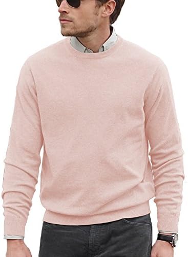 Parisbonbon Men's 100% Cashmere Crew Neck Sweater Color Doll Pink Size XS