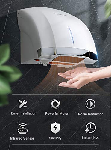 interhasa! Premium Quality High Speed 1800W Automatic Electric Commercial Hand Dryer (2 pack-110V) Color:White