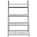 DOEWORKS 4 Tier Metal Plant Stand, Metal Storage Shelf, Ladder Shelf, 50in Tall Standing Ladder Shelves, Leaning Bookshelf for Home Office/Living Room/Home- Black