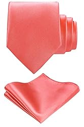 TIE G Solid Satin Color Formal Necktie and Pocket