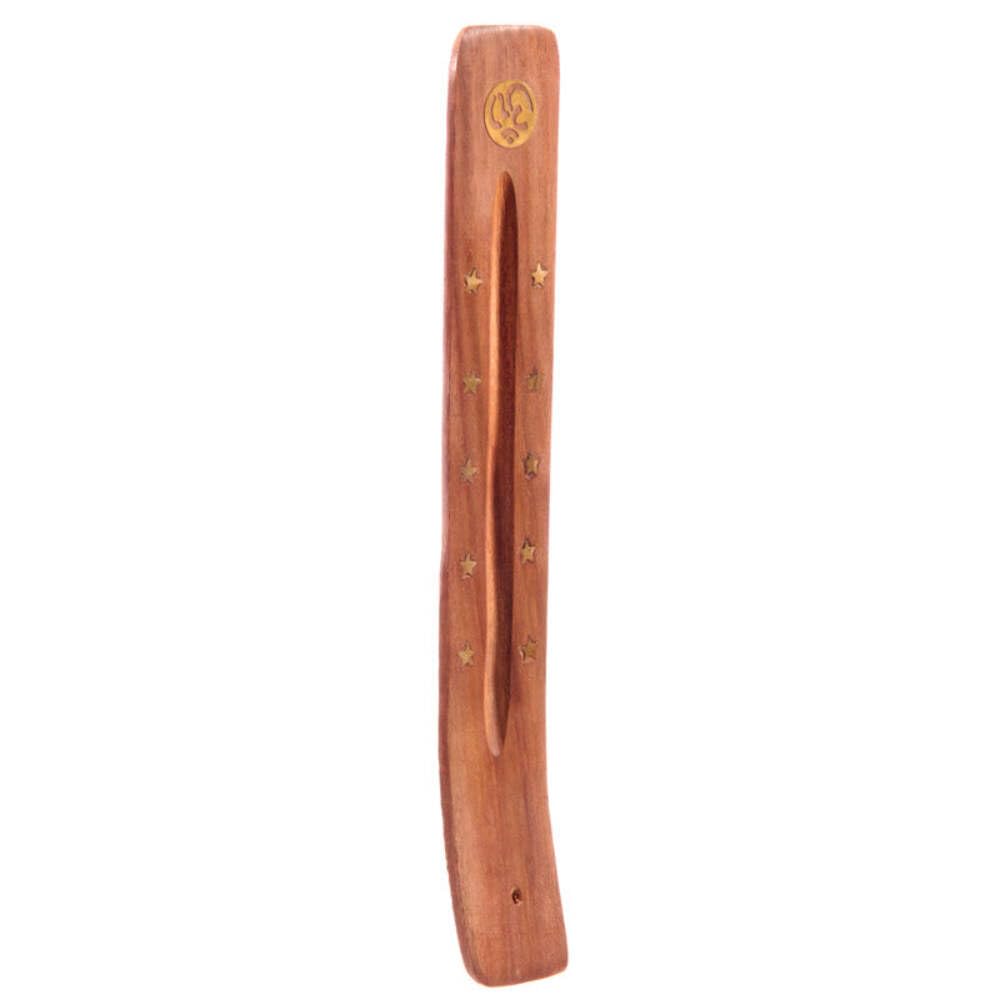 Puckator Sheesham Wood Ashcatcher Incense Stick Burner Symbol & Stars - Zen Spiritual Modern Gothic Home Room Decor Decorations - Meditation Accessories - Stick Sticks Cone Holder Burner Burners