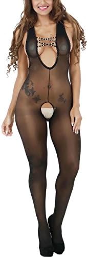 Gxia Womens Sexy Lingerie Fishnet Floral Crotchless Bodystocking Babydoll Bodysuits