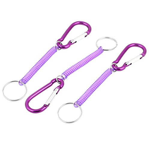uxcell Plastic Spiral Spring Coiled Coil Cord Keychain Key Chain 3pcs Purple