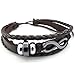 KONOV Mens Womens Leather Bracelet, Love Infinity Charm Bangle, Fit 7-9 inch, Brown Silver