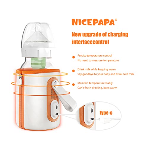 NICE PAPA Portable Bottle Warmer, Travel Bottle Warmer for 911oz, USB