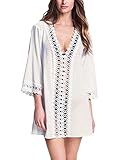 MiYang Women 's Floral Lace Beach Bikini Swimwear Cover-up XX-Large(US Size 14-16) White