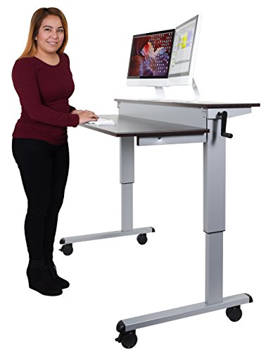 Crank Adjustable Sit to Stand Up Desk with Heavy Duty Steel Frame (48