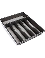 Rubbermaid No-Slip Large, Silverware Tray Organizer, Black with Gray