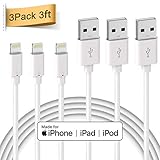 iPhone Charger, Quntis Lightning Cable 3 Pack 3ft Lightning to USB Cable Cord Certified Compatible with iPhone 11 Xs Max XR X 8 Plus 7 Plus 6 Plus 5s SE iPad Pro iPod Airpods and More - White
