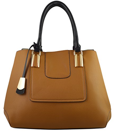 Lola Women's Elegant Touch Tote Satchel With Inside Pouch (COGNAC)