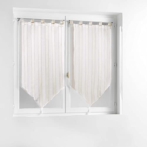 Douceur d'Intérieur, Paire de Voilages à Passants (2 x 60 x 90 cm) Charlize Naturel, Tissé Naturel