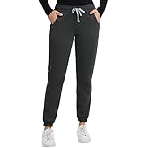 Kitmaz Women's Fleece Lined Joggers - Thermal Winter Scrub Pants, Mid-Rise Stretch Slim Fit with 3 Pockets