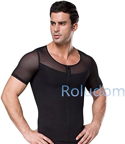 Roludom Mens Slimming Body Shaper Vest Shirt Abs Abdomen Slim