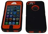 Brand New Iphone 5 5S Body Armor Defender - Comparable to Otterbox Defender + 1pc 3ft Data Cable (Black on Orange)