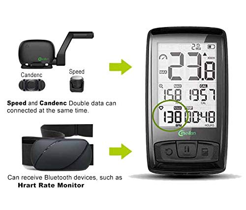 Bike Computer Bluetooth Heart Rate Sensor Bicycle Speedometer 2.5" Wireless Speed + Cadence Double Data Sensor Connection Support Heart Rate Monitor