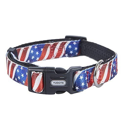 YUDOTE American Flag Pattern Dog Collar, Adjustable Pet Collars for