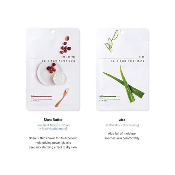 [Pack of 12] EUNYUL Daily Care Face Sheet Mask Pack 12 types Korean Skincare Hydrating & Nourishing Face masks beauty