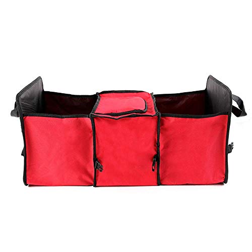XBRN Trunk Organizer Car Storage, Van SUV Cargo Organization Container Toys Food Storage, Auto Travel Bag with Cooler Set (Red)
