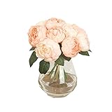 Hot Sale!1Bouquet/6Heads Artificial Silk Peony,Canserin DIY Fake Flower For Bridal Hydrangea Garden Decor (Pink)