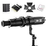 Godox S30 Focusing Fresnel LED Video Light, SA-P Projection Attachment with SA-01 85mm Lens,5600K Daylight, CRI96+ TLCI9+ Accurate Color, Beam Angle 6°to 55°, Comes with Battery Packs