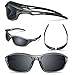 TOREGE Polarized Sports Sunglasses for Men Women for Cycling Running Fishing Golf TR90 Unbreakable Frame TR010-1 (Transparent Gray&Black Tips&Grey Lens)