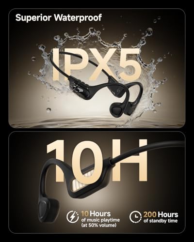 PSIER Bone Conduction Headphones, 2026 Upgrade Bluetooth 6.0 Open Ear Headphones, 10Hrs Playtime Wireless Earbuds with Mic, 23g Lightweight Comfort, IPX5 Waterproof Running Headphones for Gym, Outdoor