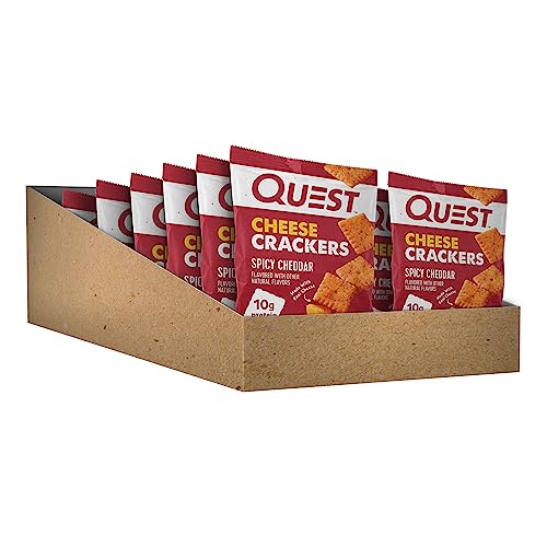 QUEST NUTRITION CHEESE CRACKERS, SPICY CHEDDAR BLAST, 10G OF PROTEIN, LOW CARB, MADE WITH REAL CHEESE, 12 COUNT (1.06 OZ BAGS)