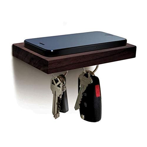 Precisegoods 5.5" Espresso Floating Cell Phone Wall Mounted Pine Wood