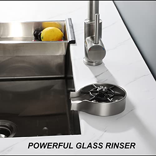 Glass Rinser for Sink, Brushed Nickel Glass Washer for Sink, WiPPhs Kitchen Sink Glass Rinser, Cup Washer Sink Accessories, Bar Bottle Washer for Kitchen Sink WI639BN