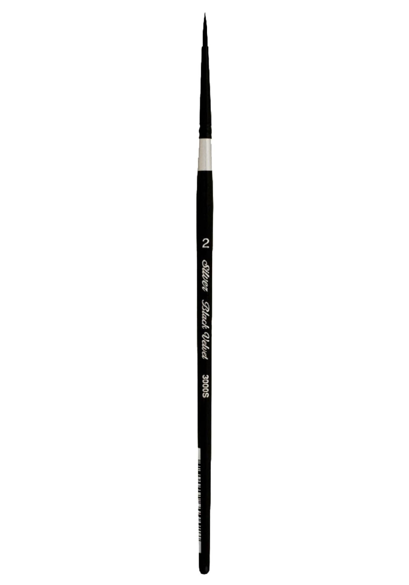 Silver Brush Limited 3000S-2 Black Velvet Professional Small Round Brush, Natural Squirrel Hair and Synthetic Mix Blend Filament Watercolour Brush, Size 2, Short Handle