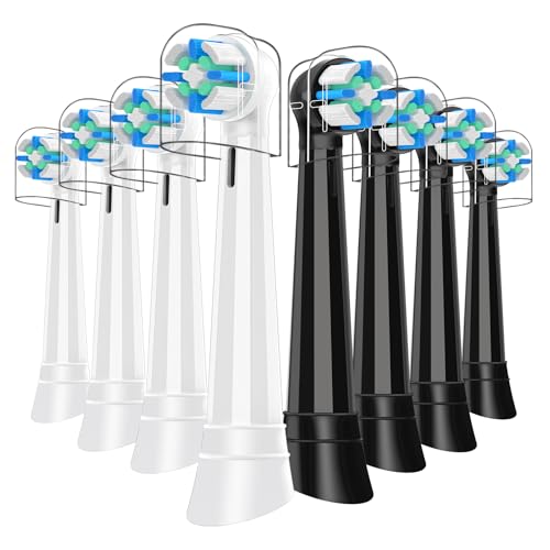iO Brush Heads Compatible with Oral B iO Toothbrush Head, Deep Cleaning and Whitening, 8 Pack Toothbrush Head for iO 2 3 4 5 6 7 8 9 10 Series Electric Toothbrushes, Black/White