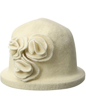 Women's Soft Knit Cloche Hat with Side Flower Detail