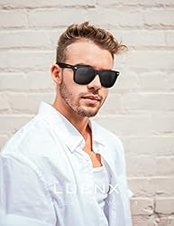 LUENX Square Retro Men Polarized Sunglasses 80s