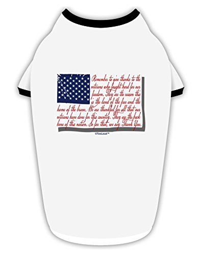 TooLoud Veterans Scripted Flag Cotton Dog Shirt White with Black XL
