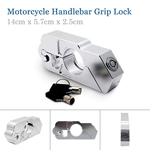 Soosee Motorcycle Lock - Universal  alloy CNC Motorcycle Handle Throttle Grip Security Lock with 2 Keys to Secure a Bike, Scooter, Moped or ATV in Under 5 Seconds(Silver) - Thumbnail 5