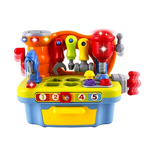 Zoostliss Musical Learning Tool Workbench Work Bench Toy Activity Center for Kids with Shape Sorter