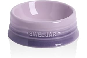 Sweejar Gradient Dog Bowl, Ceramic Dog Food Dish for Puppy and Kitten, Porcelain Pet Bowl for Food and Water 8 oz (Gradient Purple)