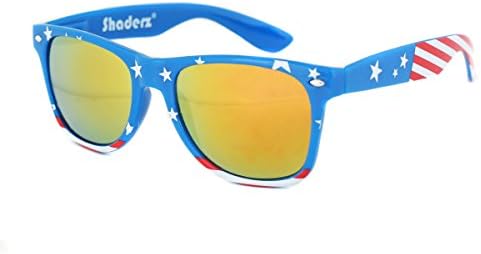 SHADERZClassic Navy Frame Retro 80's American America Sunglasses Gold Lenses