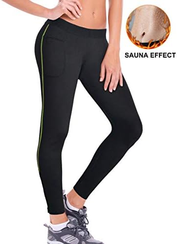 Pneacimi Women's Neoprene Thermo Slimming Hot Shaper Pants Sauna Leggings with Zip & Phone Pocket for Weight Loss